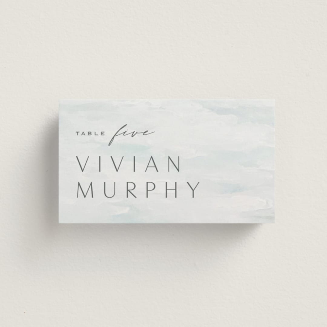 "At Sea" - Place Cards in Sky by Nicoletta Savod - Front with Free Guest Printing