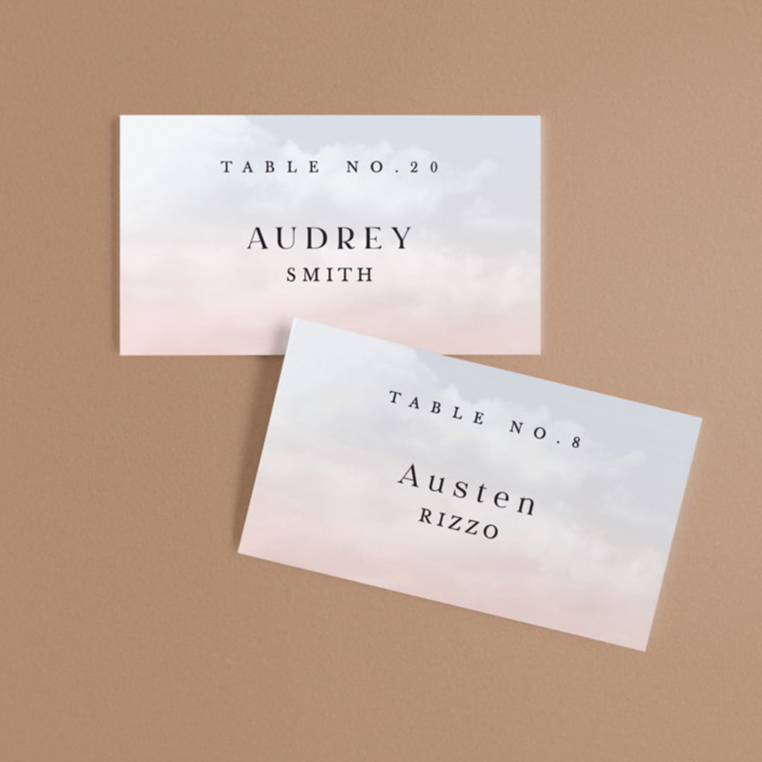 "scene" - Place Cards in Sunrise by Pixel and Hank - Front with Free Guest Printing