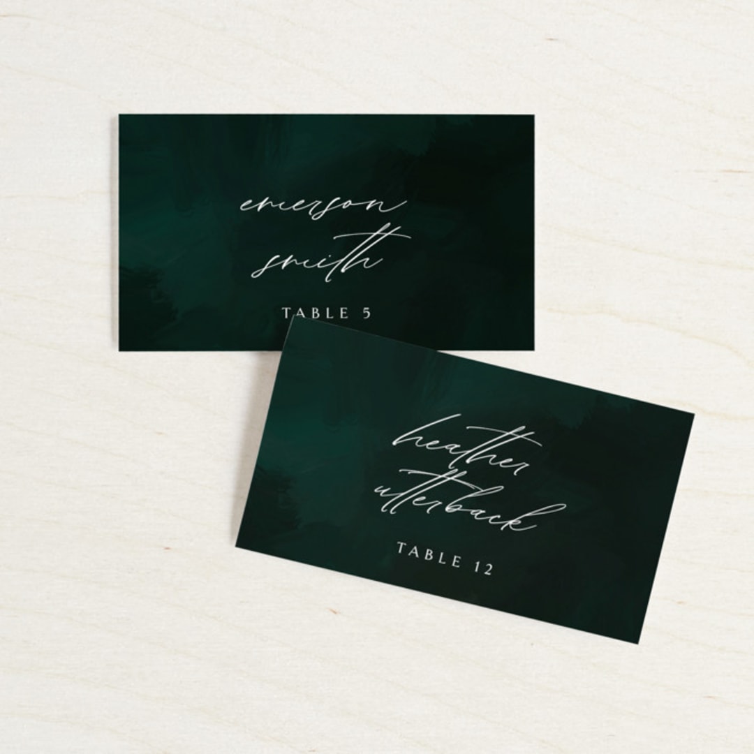 "emerald" - Place Cards in Emerald by Andrea Cernin - Front with Free Guest Printing
