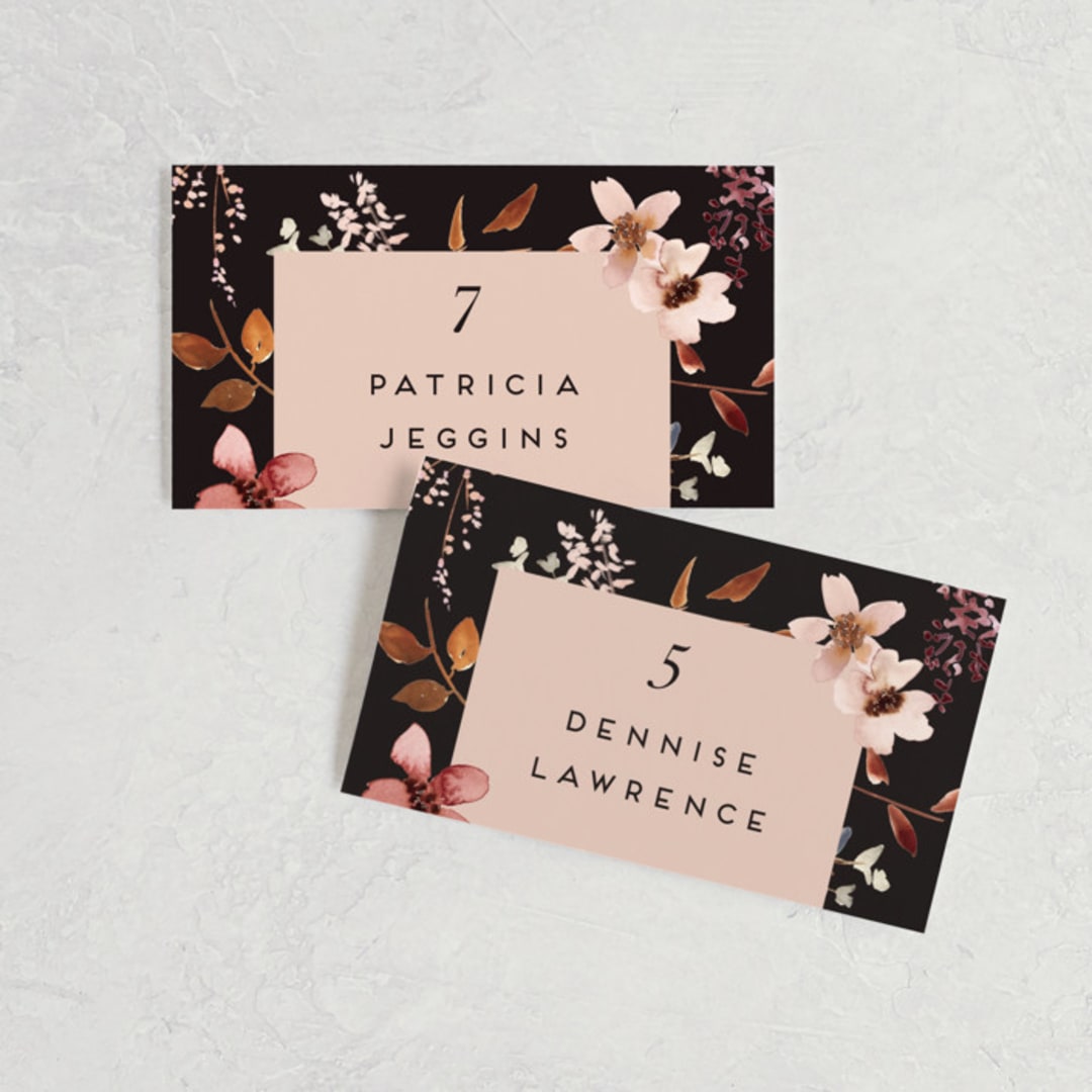 "Silky Way" - Place Cards in Midnight by Petra Kern - Front with Free Guest Printing