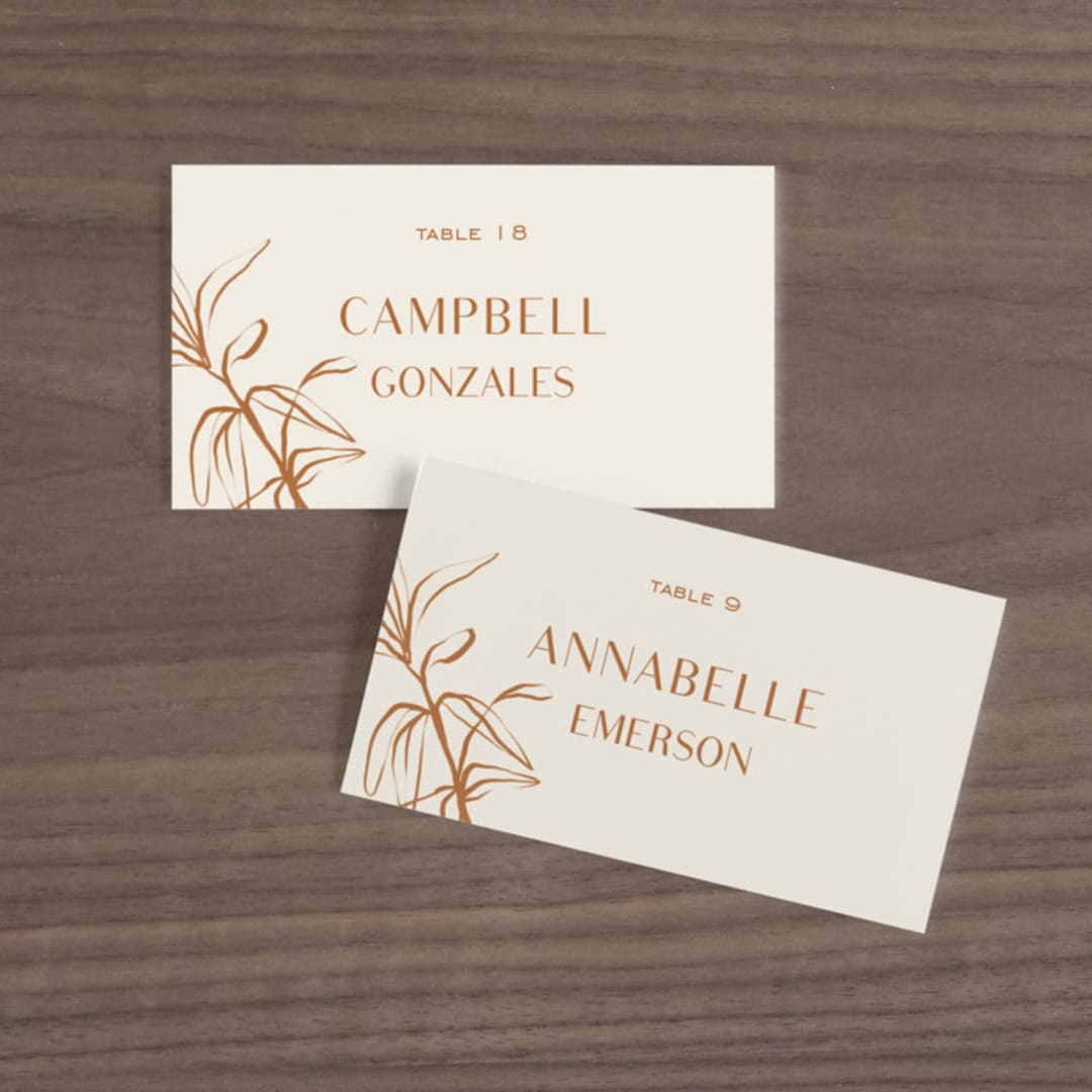 "Ovalon" - Place Cards in Terracotta by Pati Cascino - Front with Free Guest Printing