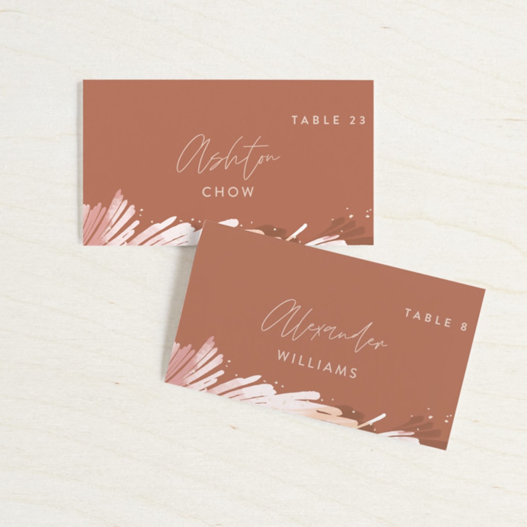 "lush romance" - Place Cards in Palm by Robin Ott - Front with Free Guest Printing