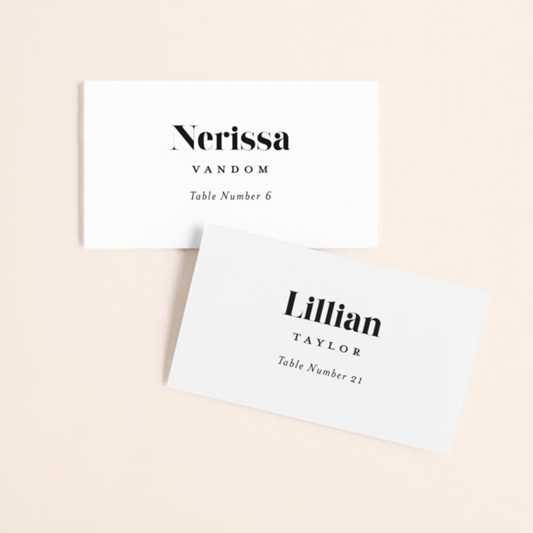 "whimsical ampersand" - Place Cards in Black Tie by Laura Hamm - Front with Free Guest Printing