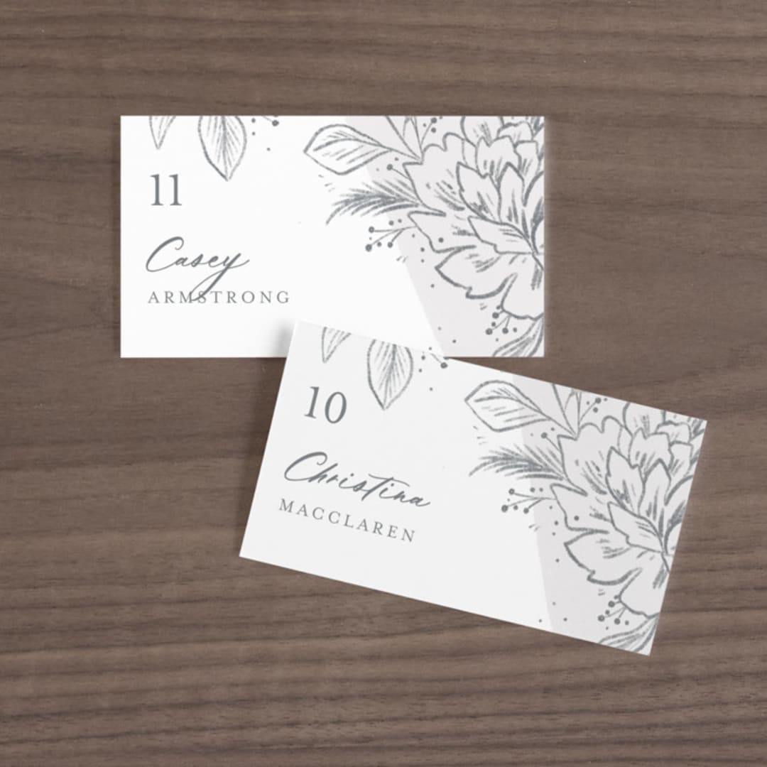 "Loving" - Place Cards in Cloudy by Paper Raven Co. - Front with Free Guest Printing