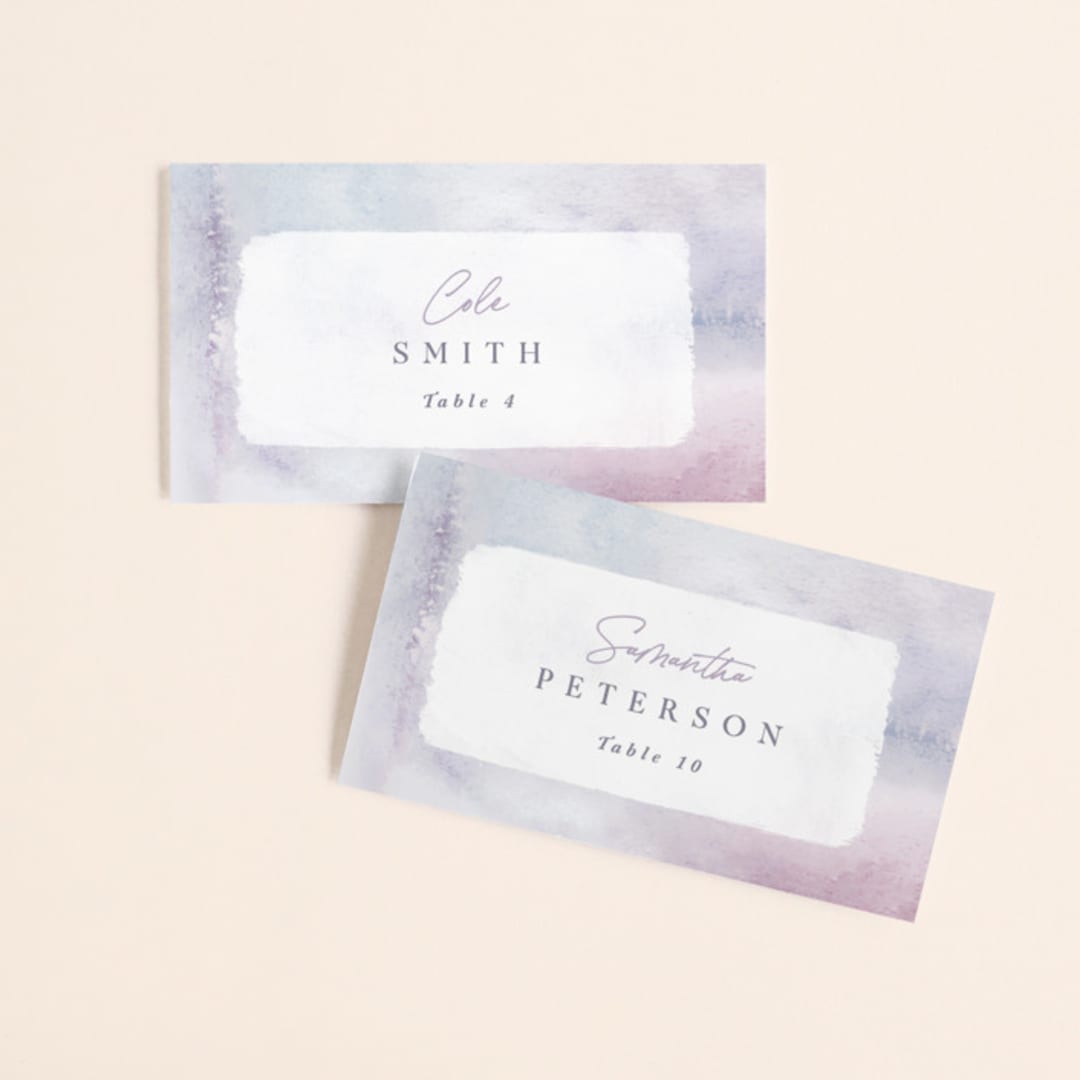 "Lavender fields" - Place Cards in Lavender by Hooray Creative - Front with Free Guest Printing