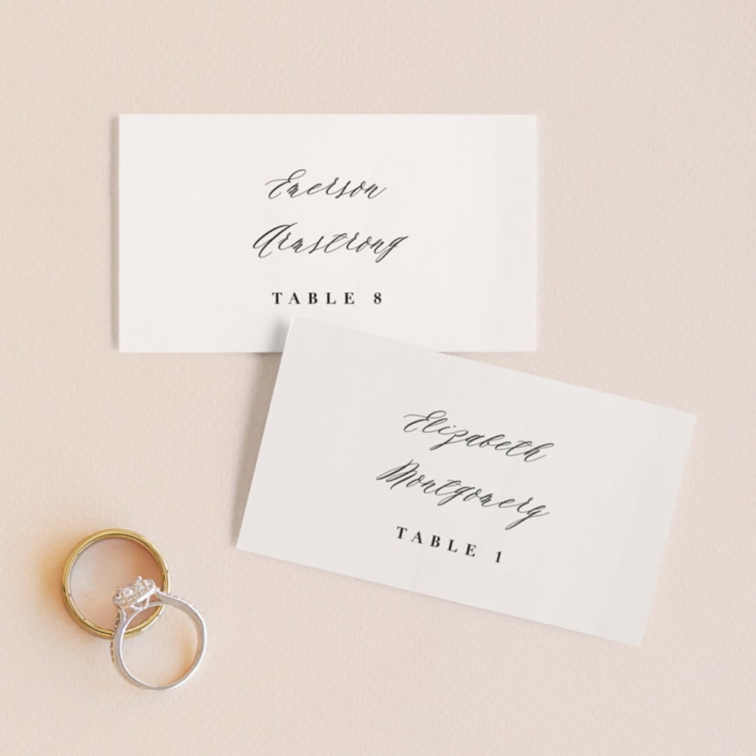 "Crush" - Place Cards in Buttery by Carolyn MacLaren - Front with Free Guest Printing