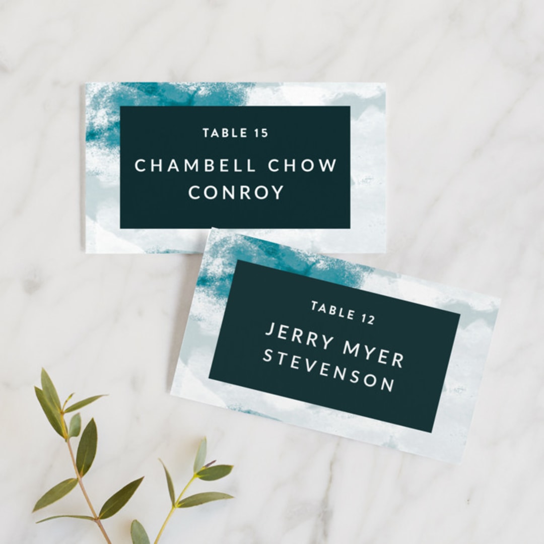 "Cotton Air" - Place Cards in Seaside by Lea Velasquez - Front with Free Guest Printing