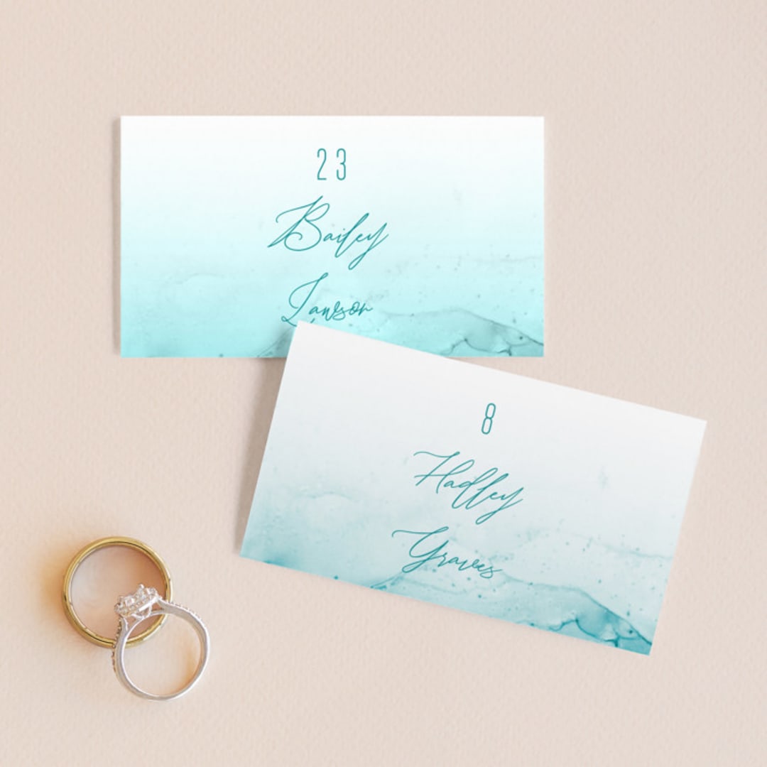 "New Wave" - Place Cards in Marine by Kaydi Bishop - Front with Free Guest Printing