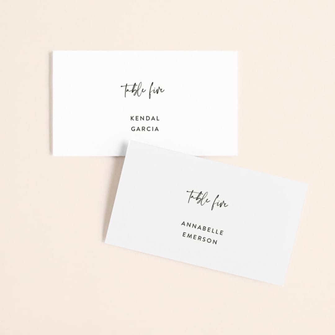 "Madison Ave" - Place Cards in Linen by Design Lotus - Front with Free Guest Printing