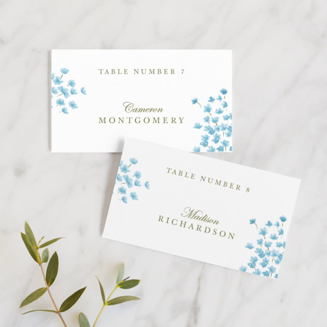 "Peony Gardens" - Place Cards in Peony by Inna Moreva - Front with Free Guest Printing