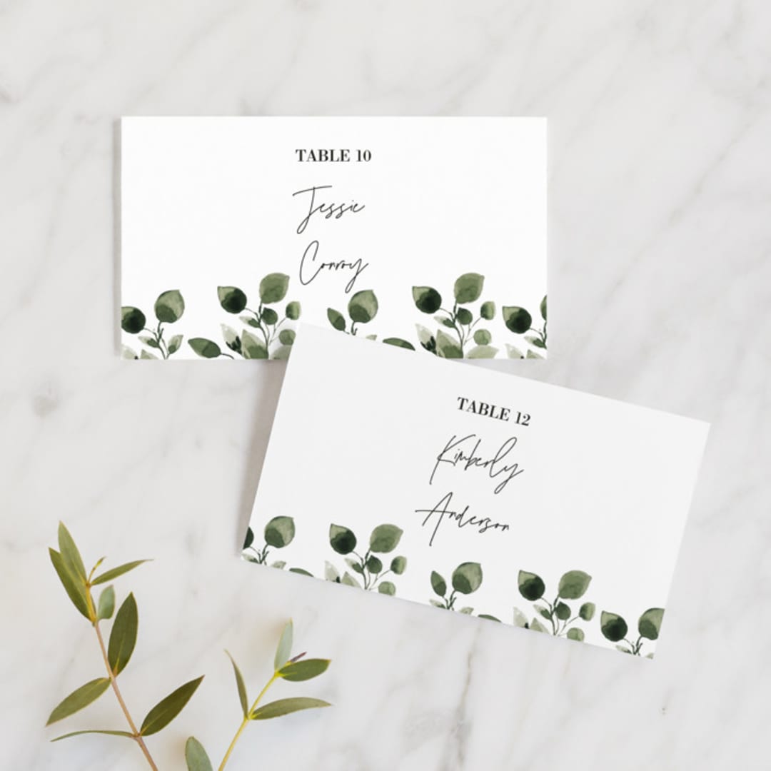 "green rush" - Place Cards in Snow by Anupama - Front with Free Guest Printing