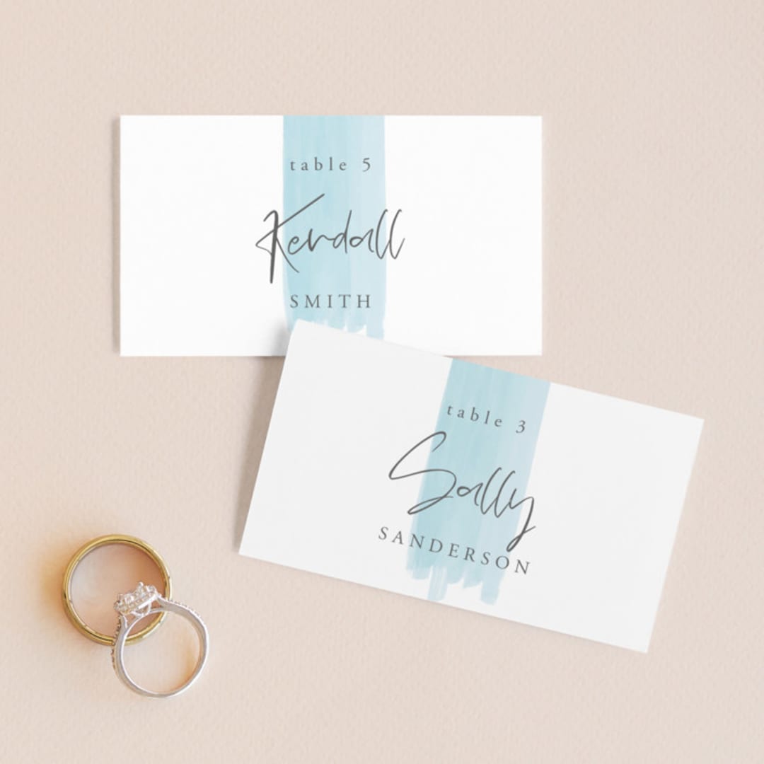 "So Delightful" - Place Cards in Sky by Erika Firm - Front with Free Guest Printing