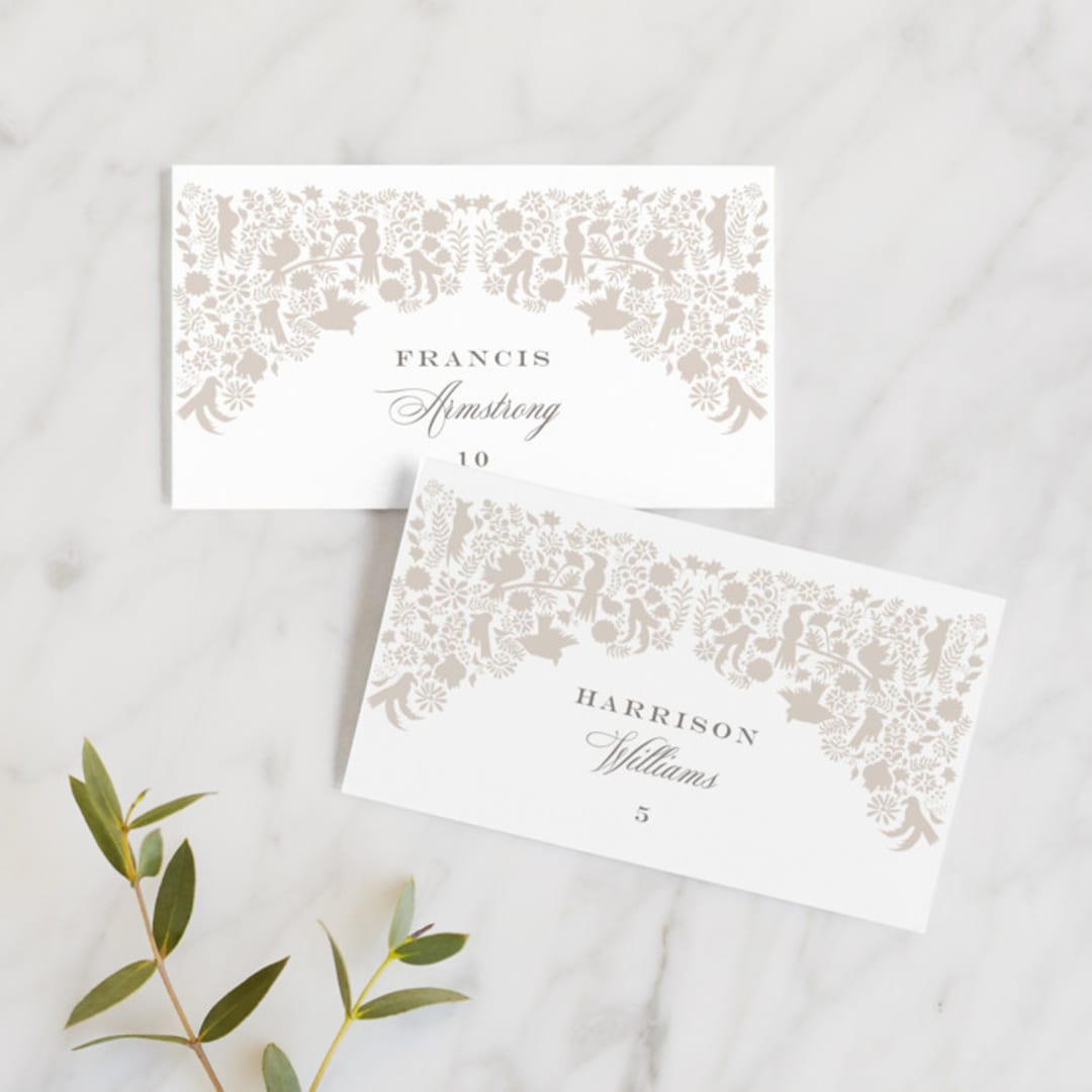 "Hacienda" - Place Cards in Stone by Lagniappe Paper - Front with Free Guest Printing