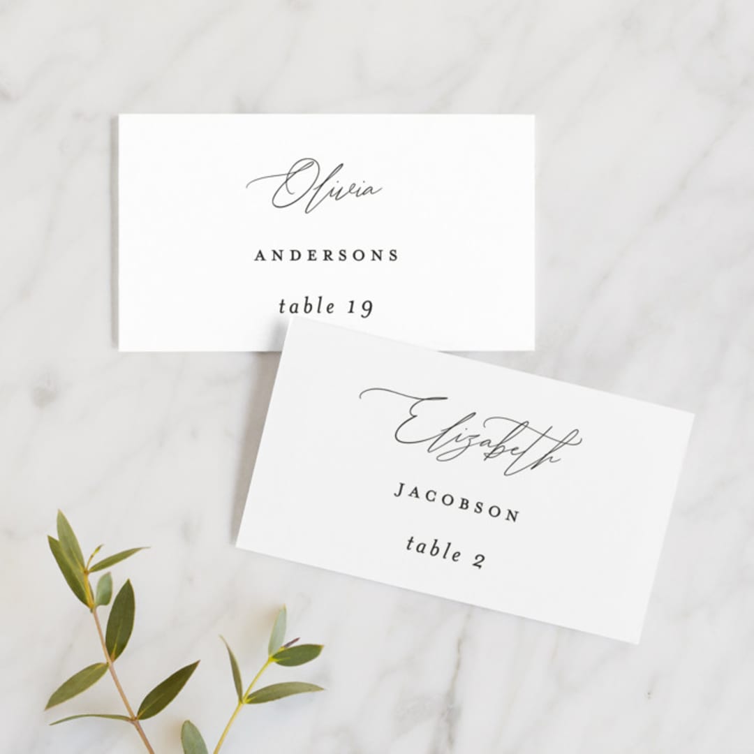 "Bare" - Place Cards in Cloud by Kelly Nasuta - Front with Free Guest Printing