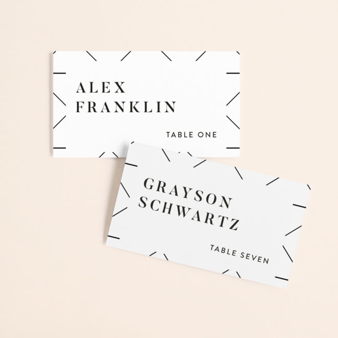 "Harmonie" - Place Cards in Cloud by Carly Reed Walker - Front with Free Guest Printing
