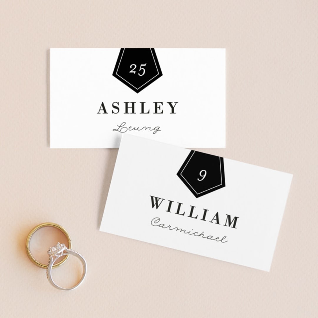 "Helena" - Place Cards in Quartz by 2birdstone - Front with Free Guest Printing