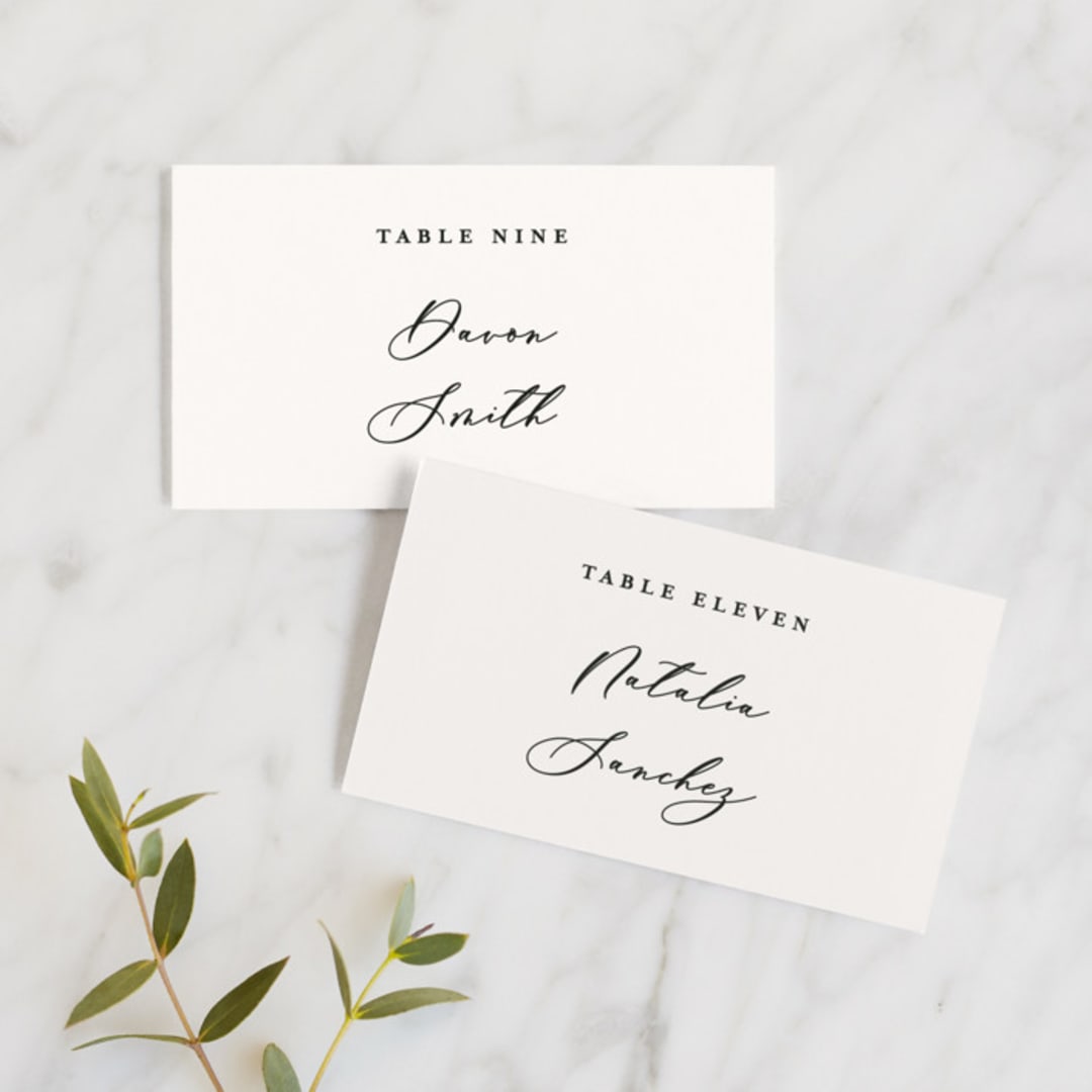"Eternal" - Place Cards in Ecru by Carly Reed Walker - Front with Free Guest Printing