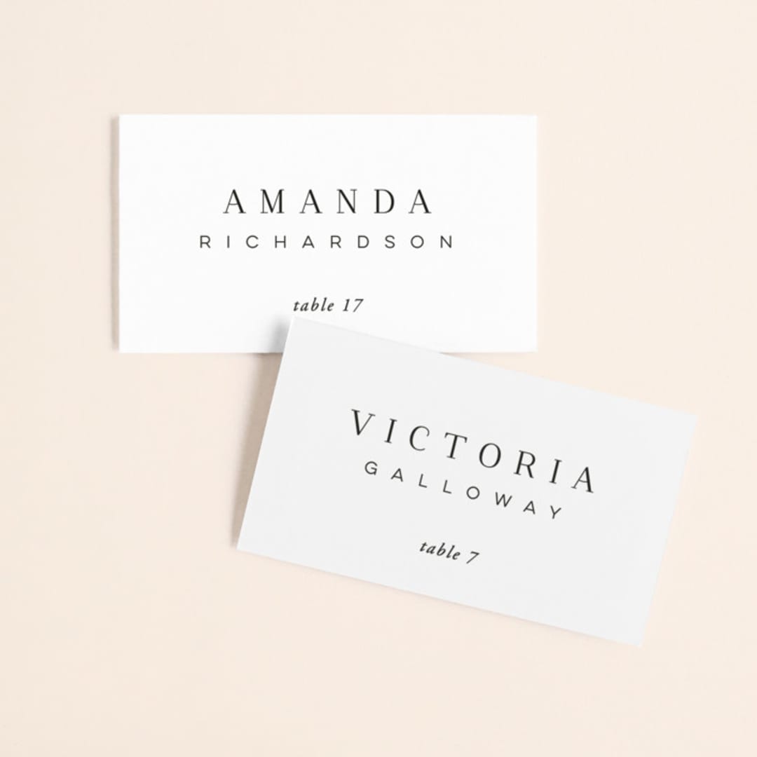 "The Space Between" - Place Cards in Sugar by Jessica Williams - Front with Free Guest Printing