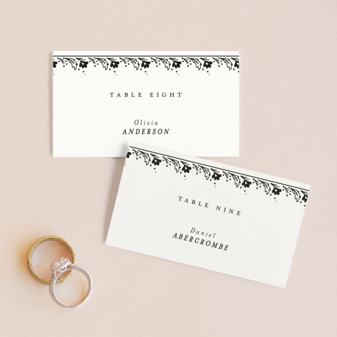 "Heirloom" - Place Cards in Ink by Kimberly Morgan - Front with Free Guest Printing