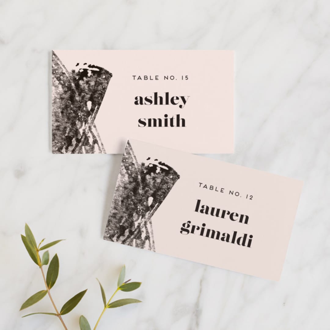 "Vignette" - Place Cards in Cosmopolitan by silverscreen studio - Front with Free Guest Printing