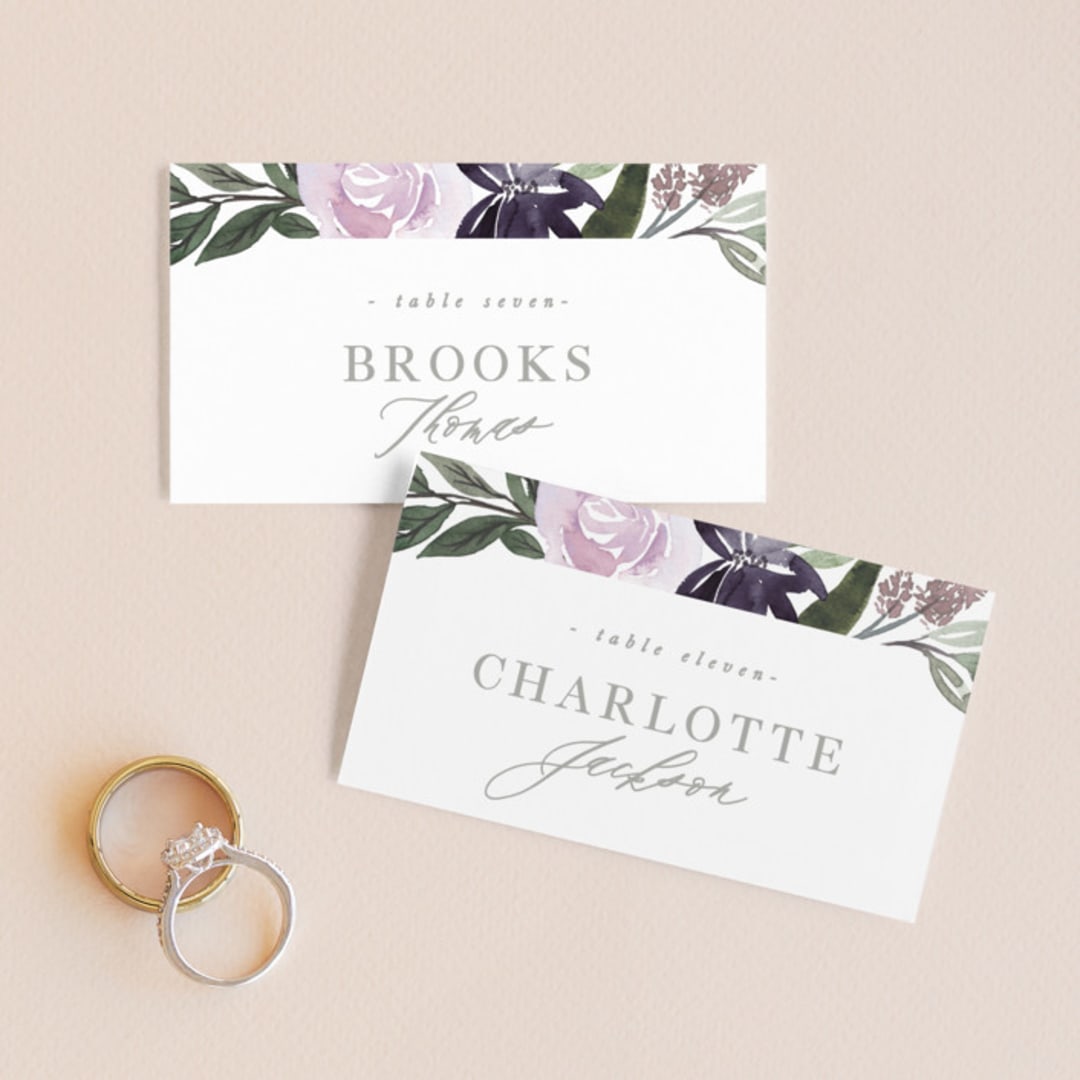 "Garden Stroll" - Place Cards in Lilac by Creo Study - Front with Free Guest Printing