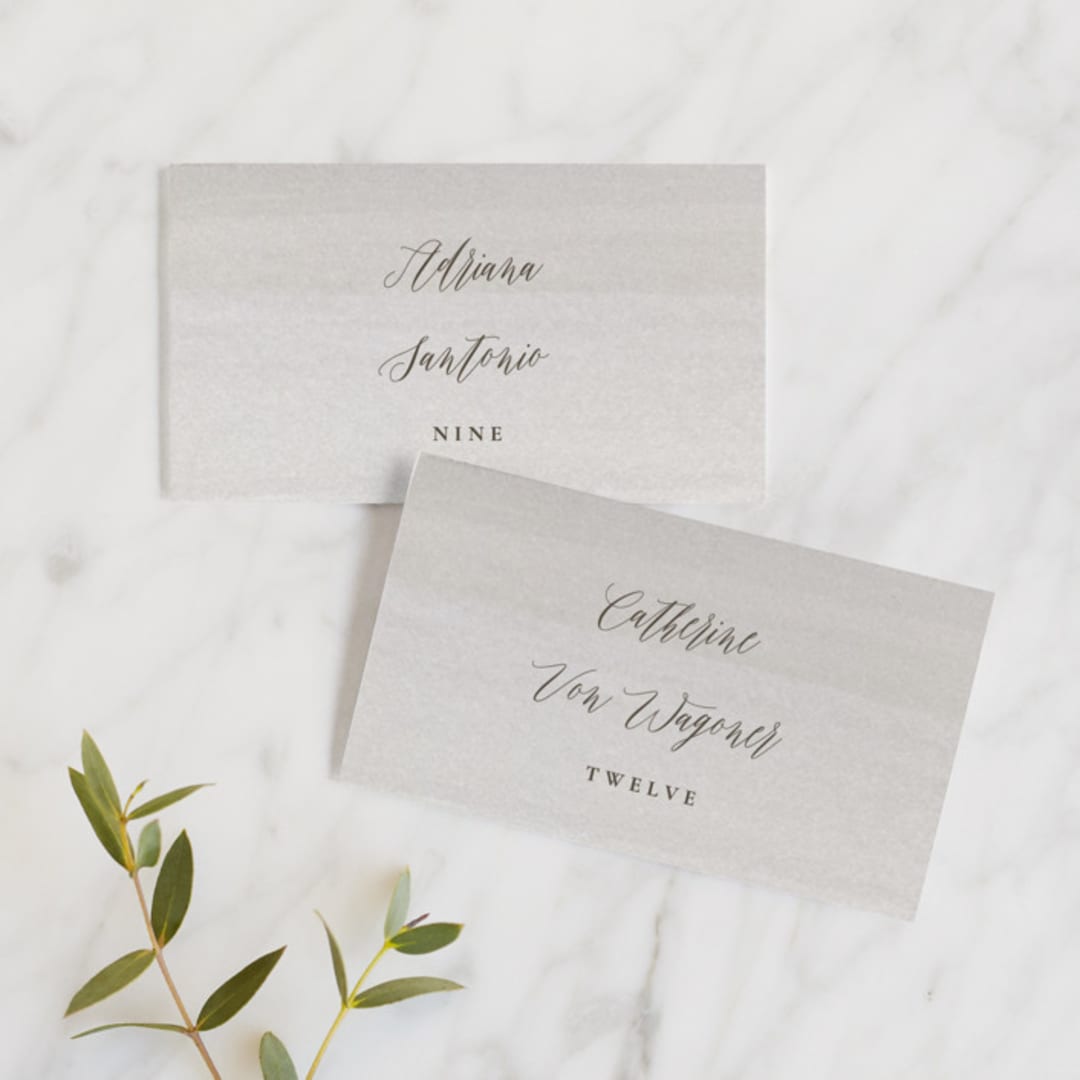 "Sunrise Waves" - Place Cards in Ocean by Wildfield Paper Co - Front with Free Guest Printing