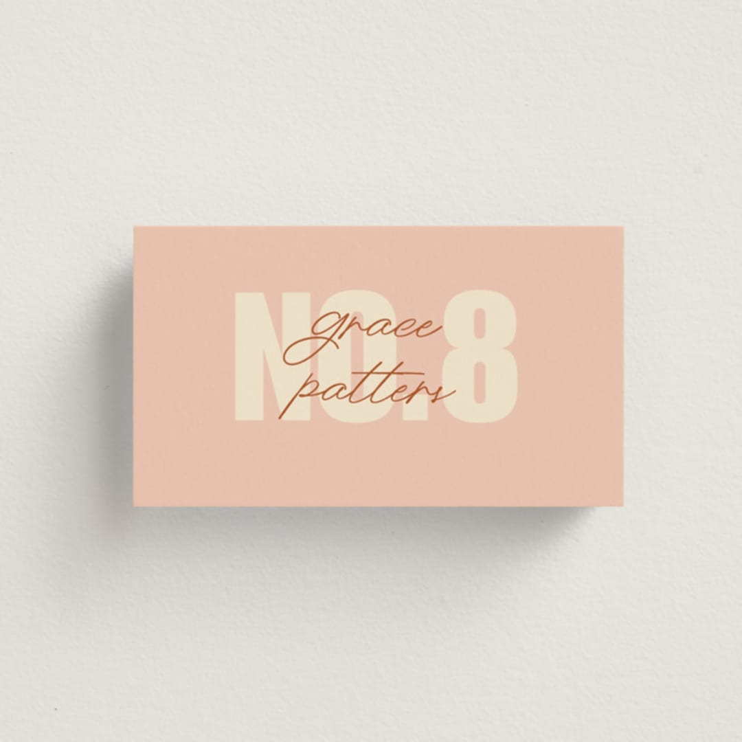 "Typographical Poster" - Place Cards in Blush by Stacey Day - Front with Free Guest Printing