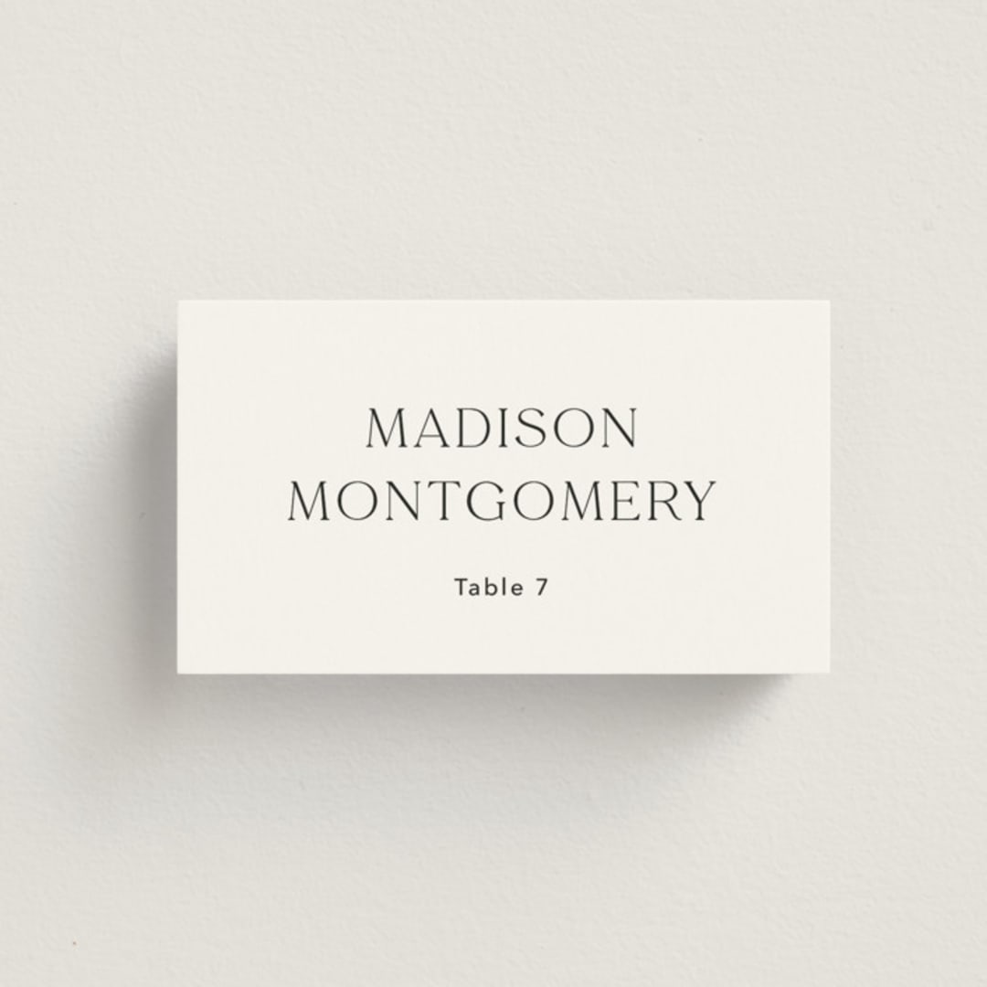 "Leighton" - Place Cards in Onyx by Jennifer Postorino - Front
