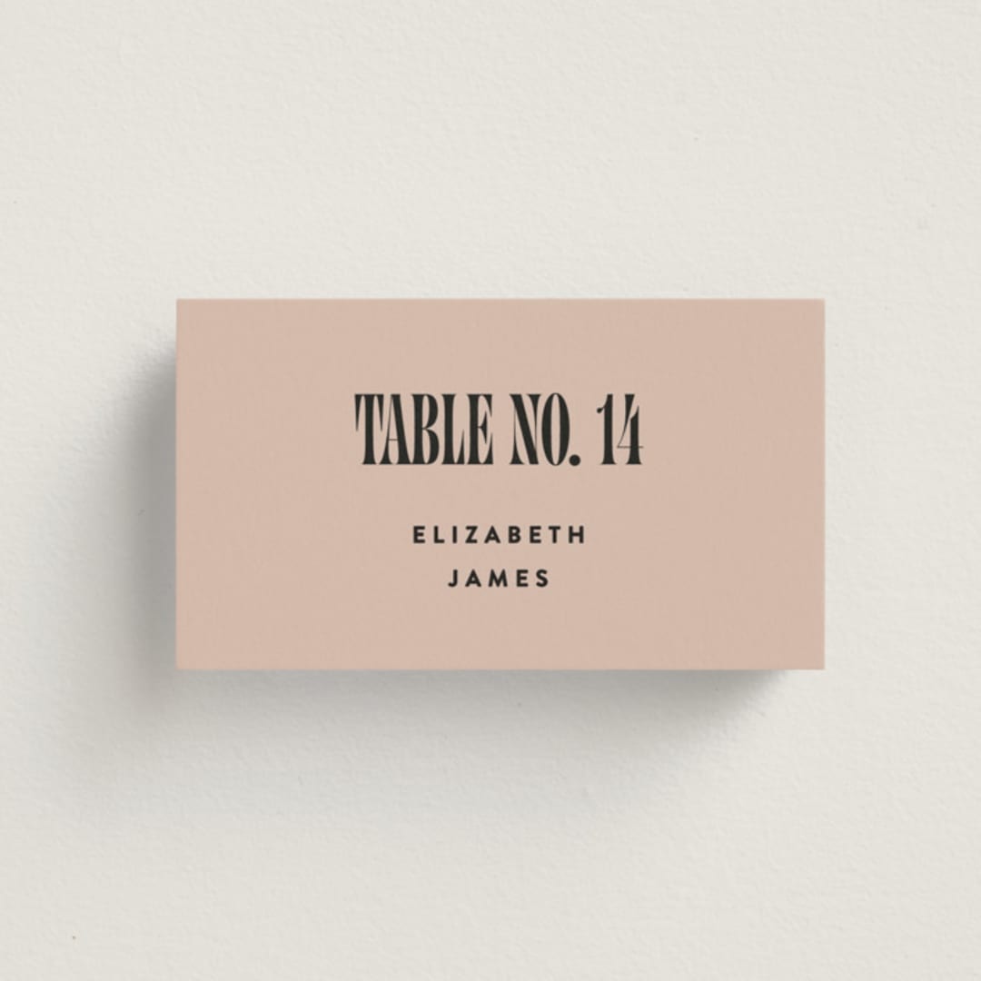 "Bold Stack" - Place Cards in Noir by Alethea and Ruth - Front with Free Guest Printing