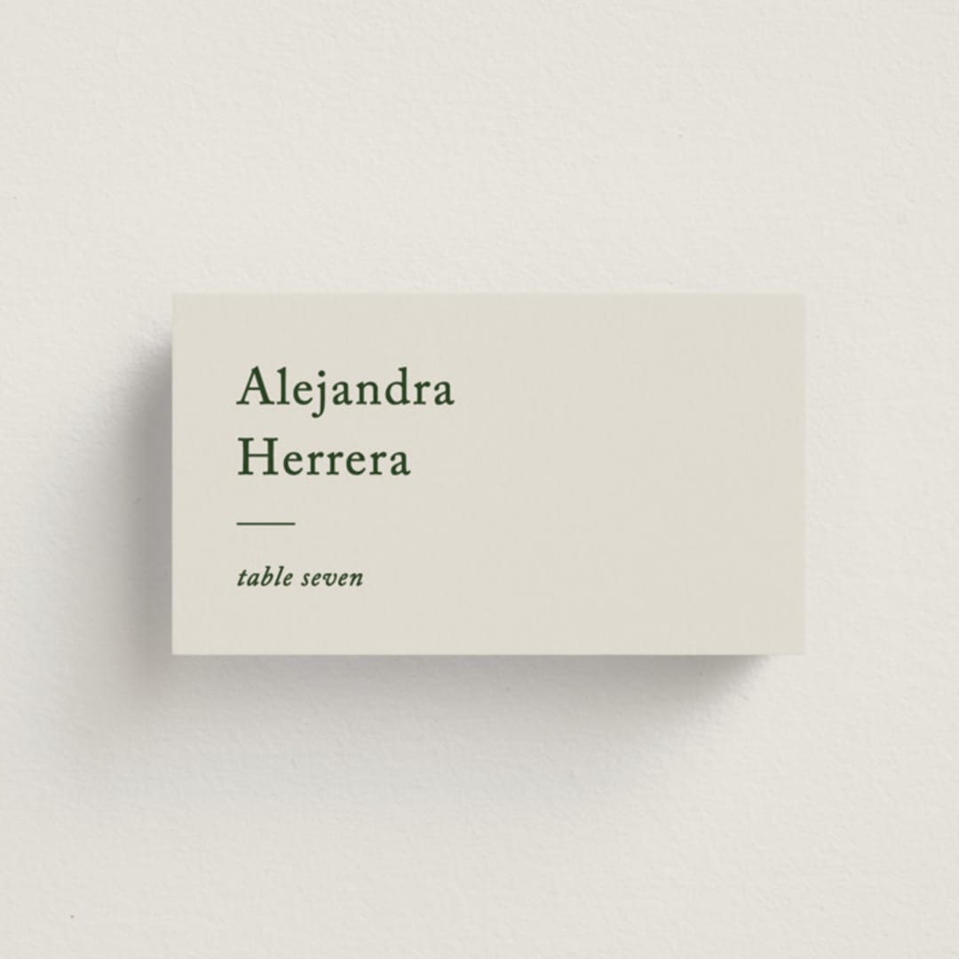"Editorial" - Place Cards in Forest by Bethan - Front with Free Guest Printing