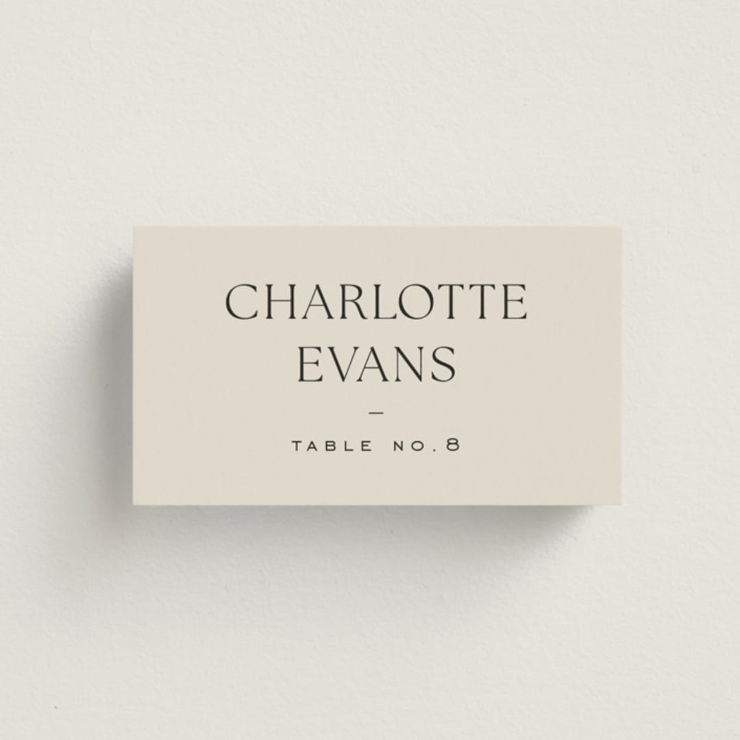 "monogram edit" - Place Cards in Sandstone by Sara Hicks Malone - Front with Free Guest Printing
