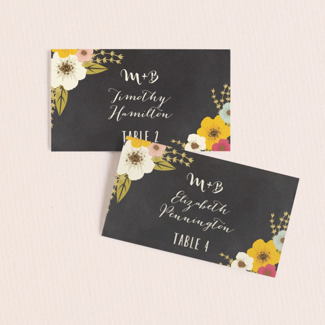 "Plentiful Blossoms" - Place Cards in Soft Peach by Faith Harlow - Front with Free Guest Printing
