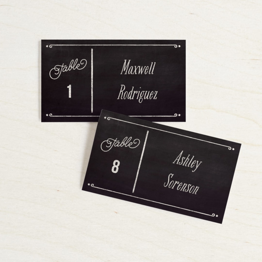 "Slated Forever" - Place Cards in Chalkboard by GeekInk Design - Front with Free Guest Printing