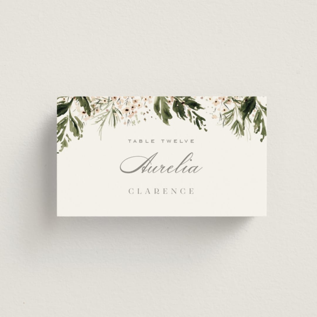 "Grace" - Place Cards in Porcelain by Leah Bisch - Front with Free Guest Printing