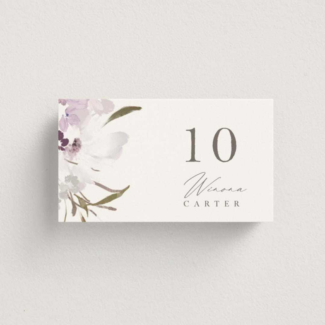 "Meadow Burst" - Place Cards in Lilac by Grace Kreinbrink - Front with Free Guest Printing