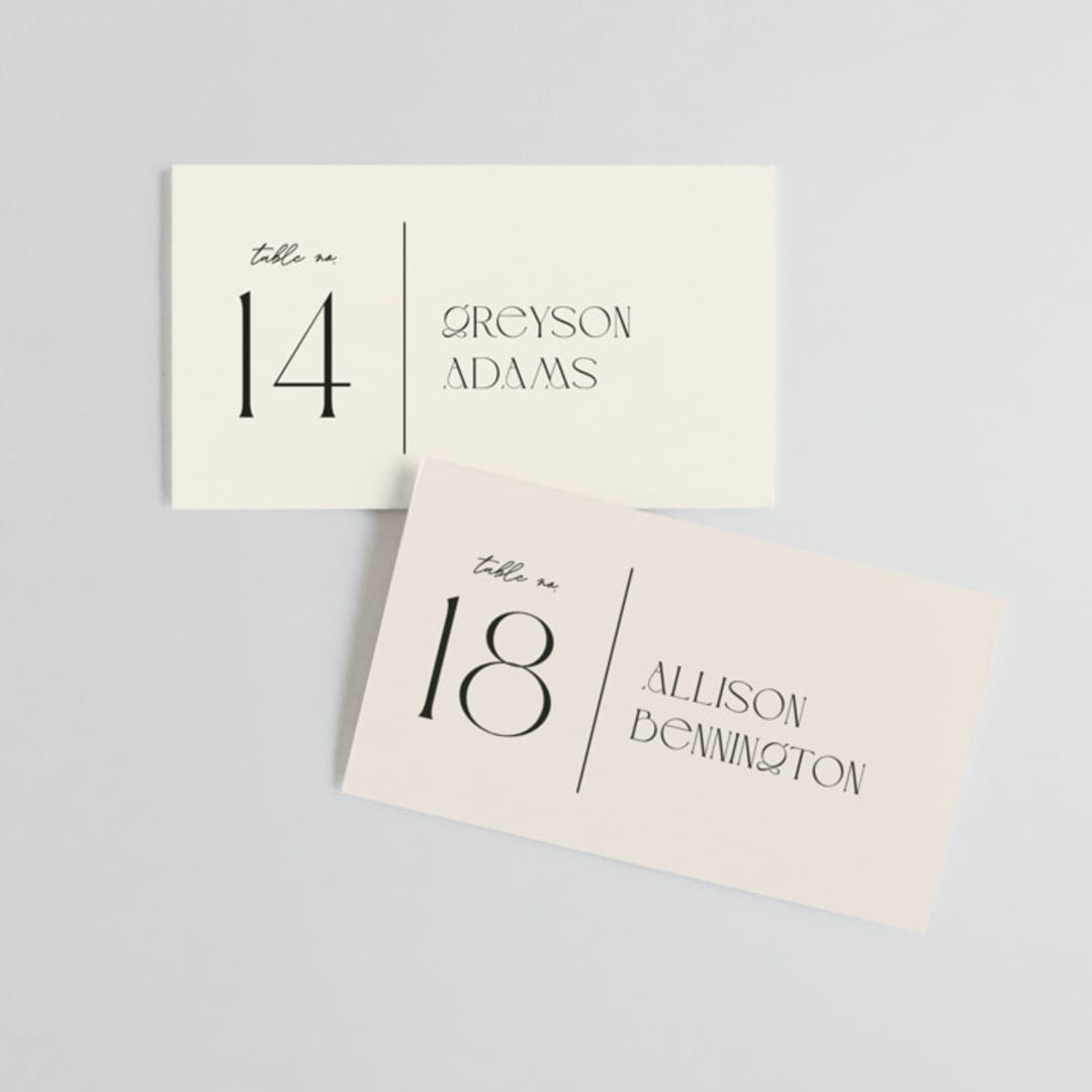 "The Manor" - Place Cards in Buff by Pixel and Hank - Front with Free Guest Printing
