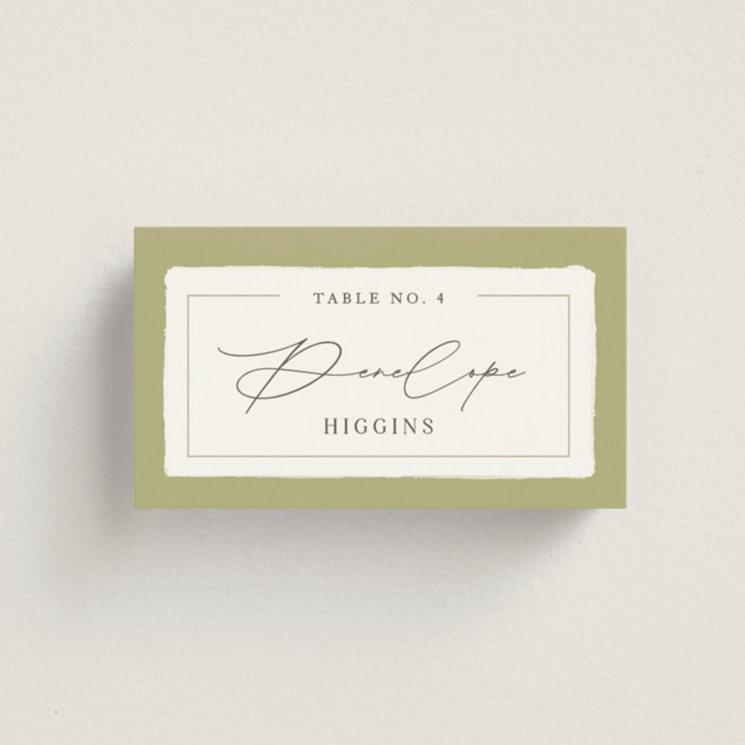 "Aspen" - Place Cards in Lake by Robert and Stella - Front with Free Guest Printing