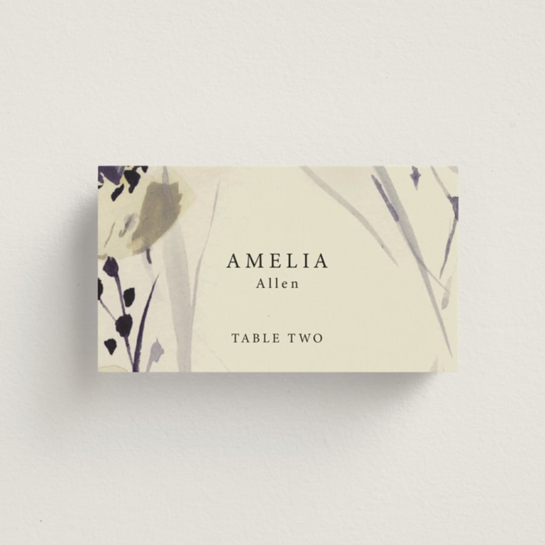 "Linen and Cloth" - Place Cards in Almond by Peony Rose Design - Front with Free Guest Printing