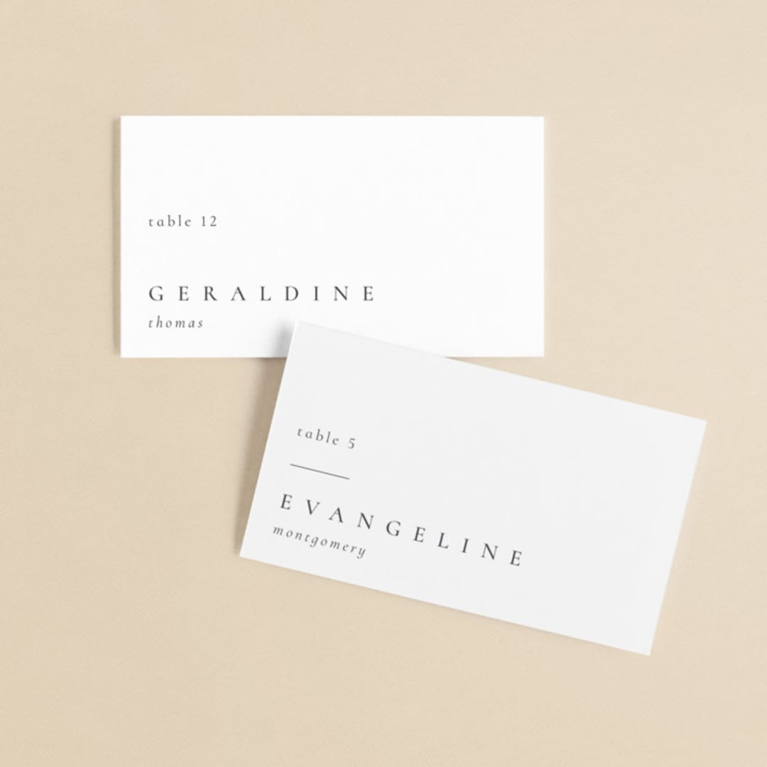 "Delicate" - Place Cards in Pearl by Emily Sabol Goss - Front with Free Guest Printing