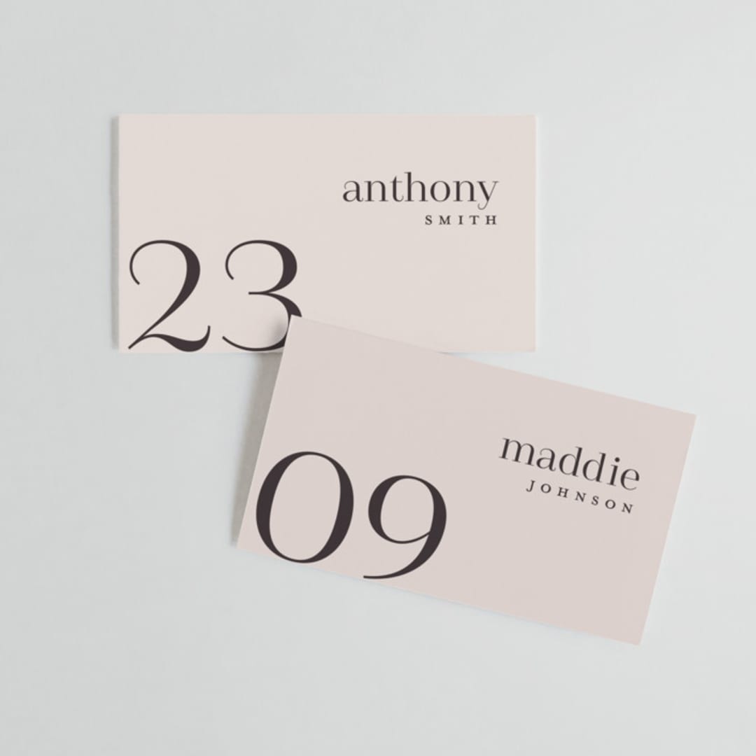 "Eclectic" - Place Cards in Dusty Rose by Vera Lim - Front with Free Guest Printing
