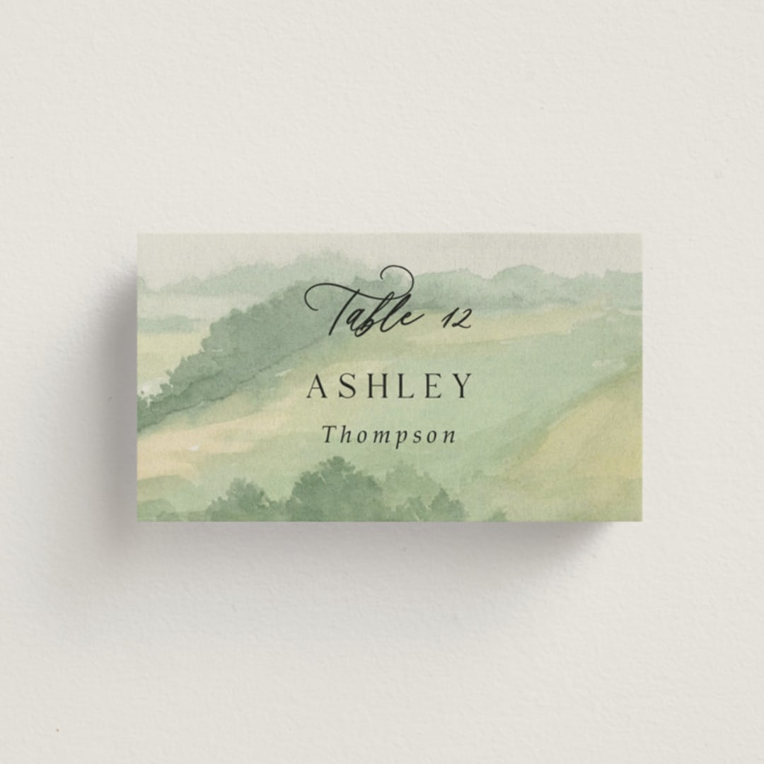 "The Vow" - Place Cards in Meadow by Elly - Front with Free Guest Printing