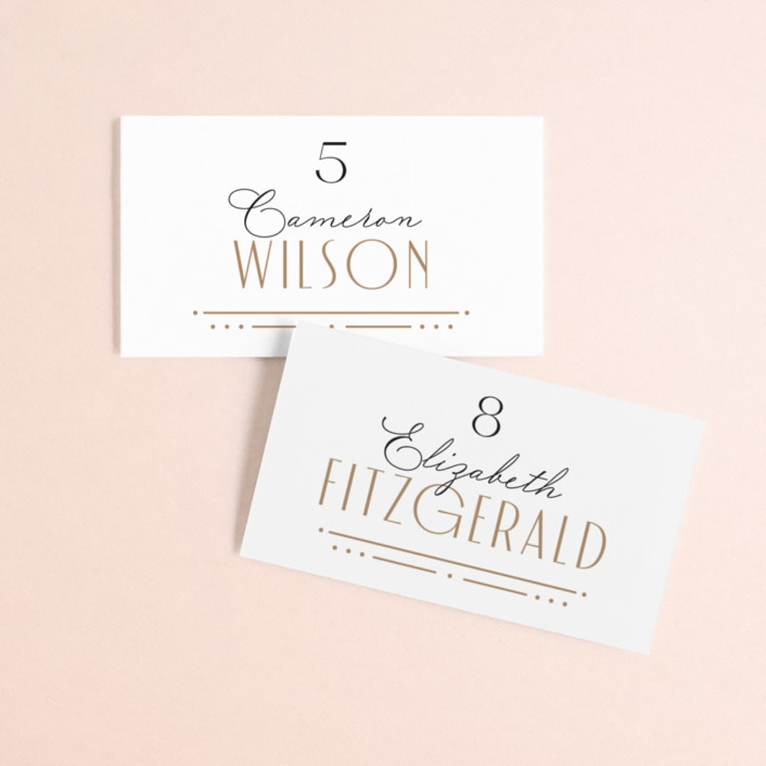 "Encapsulated" - Place Cards in Black Tie by Hooray Creative - Front with Free Guest Printing