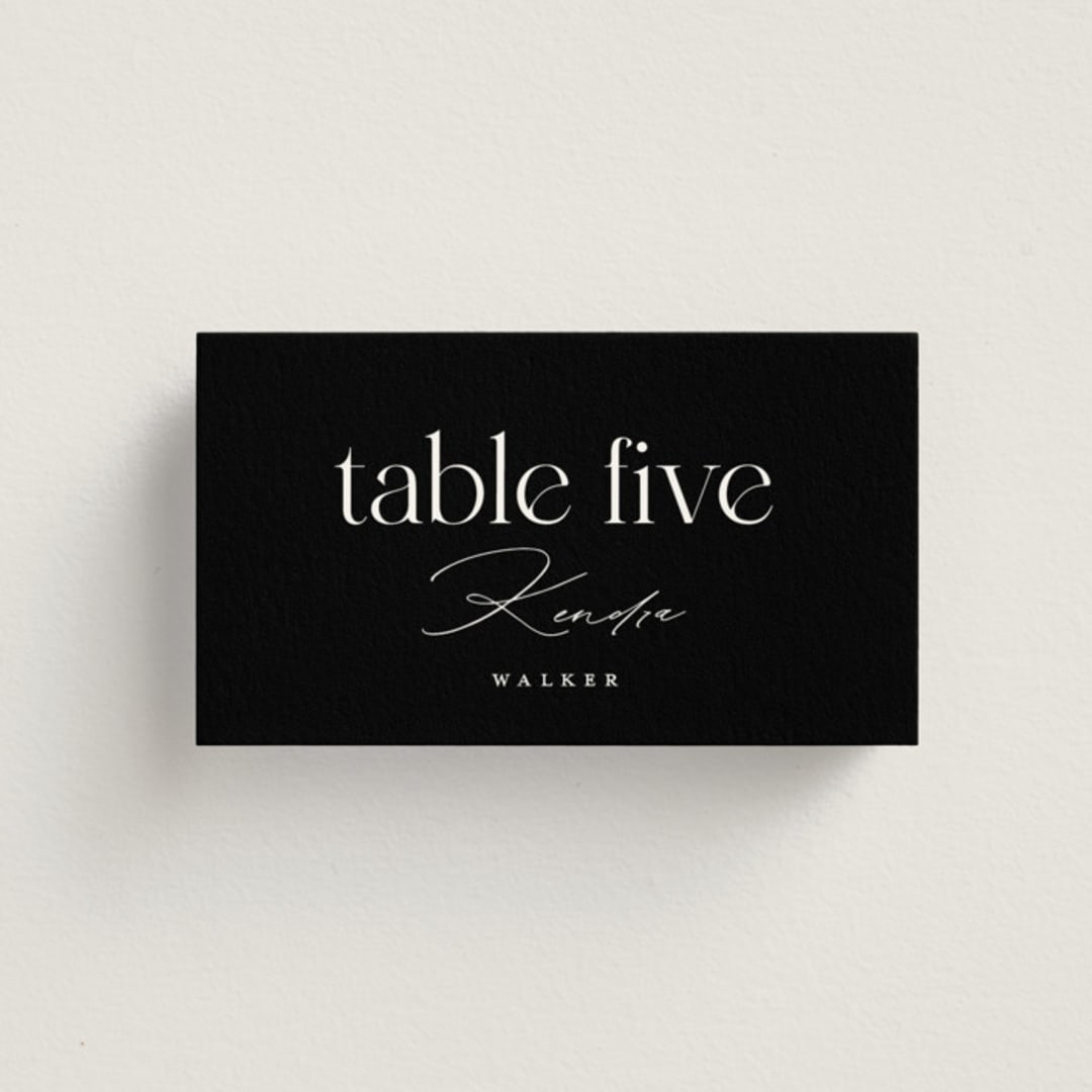 "Photographie" - Place Cards in Noir by Christie Garcia - Front with Free Guest Printing