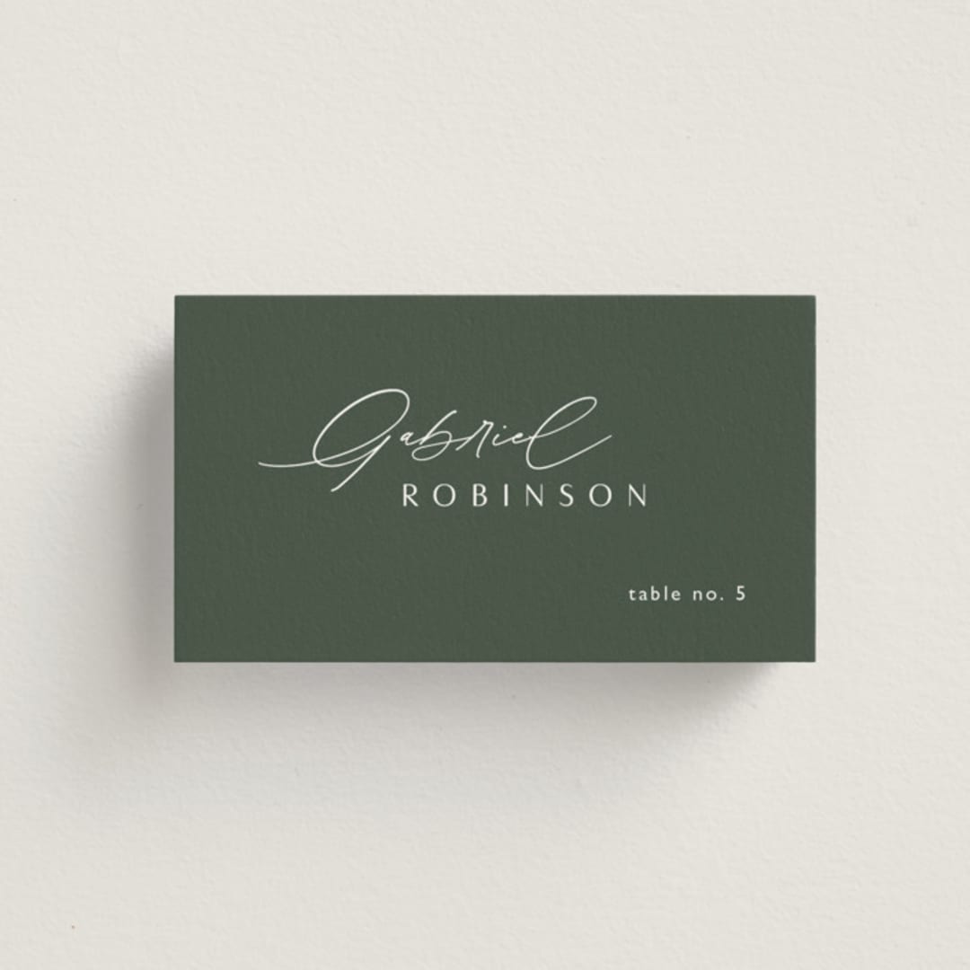"Flip" - Place Cards in Forest by Kelly Schmidt - Front with Free Guest Printing