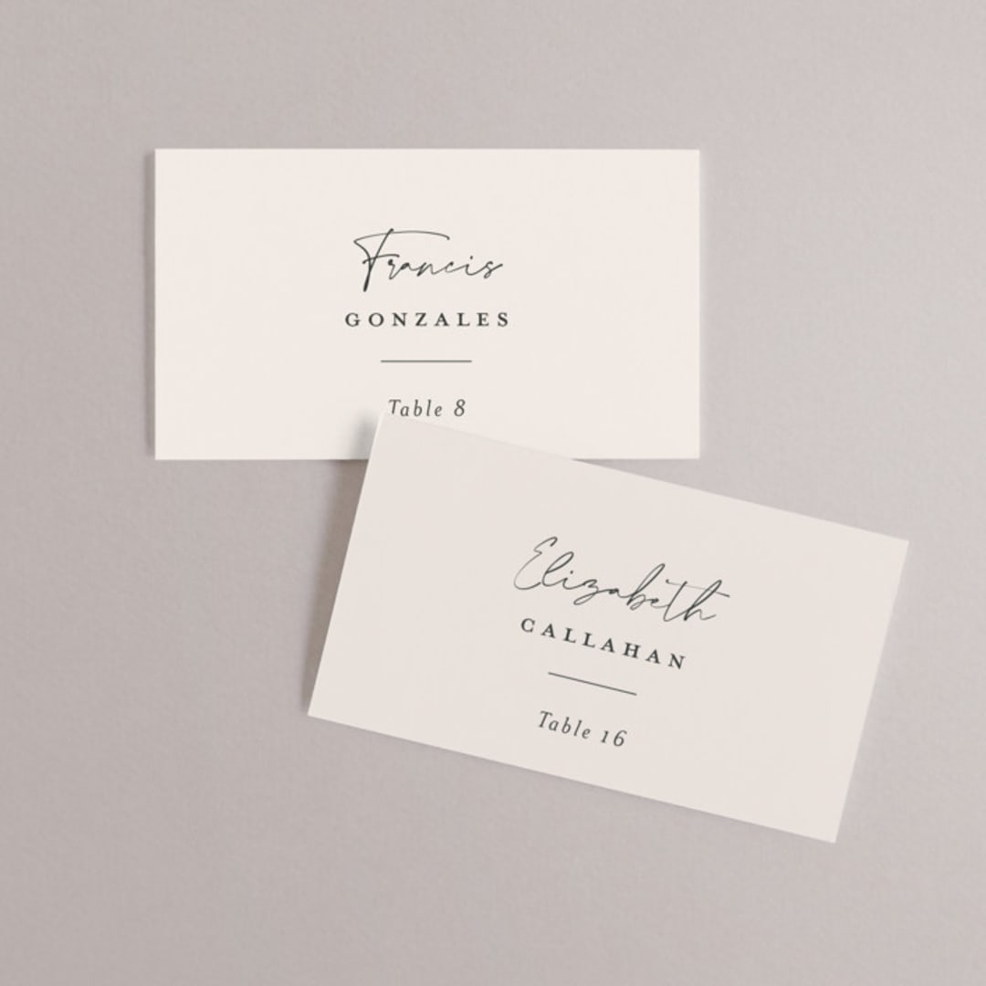 "Splendid" - Place Cards in Ecru by Sandra Picco Design - Front with Free Guest Printing
