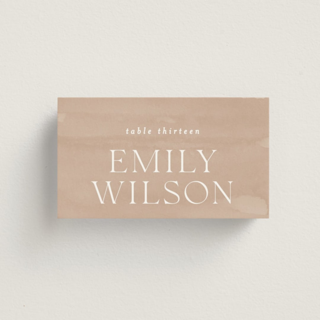 "Getaway" - Place Cards in Snow by Erin L. Wilson - Front with Free Guest Printing