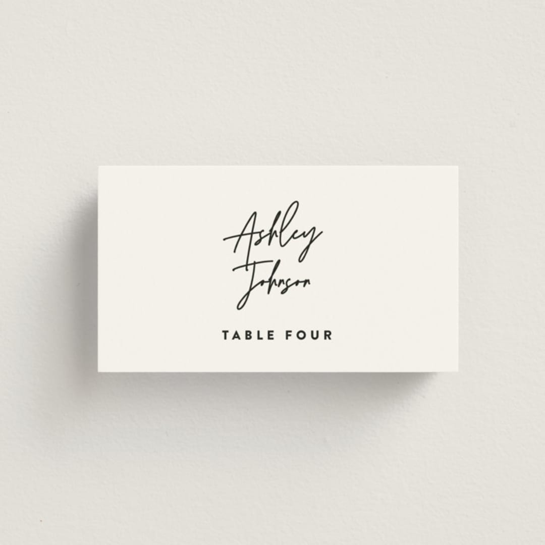 "Signed" - Place Cards in Cloud by JoAnn Jinks - Front with Free Guest Printing