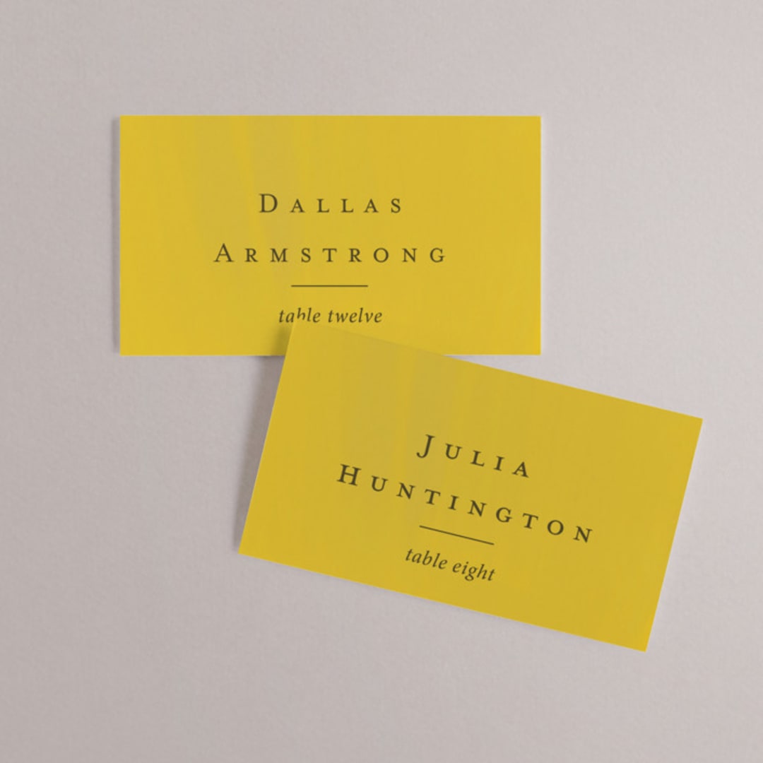 "Sophia" - Place Cards in Sunshine by Ani Somi - Front with Free Guest Printing