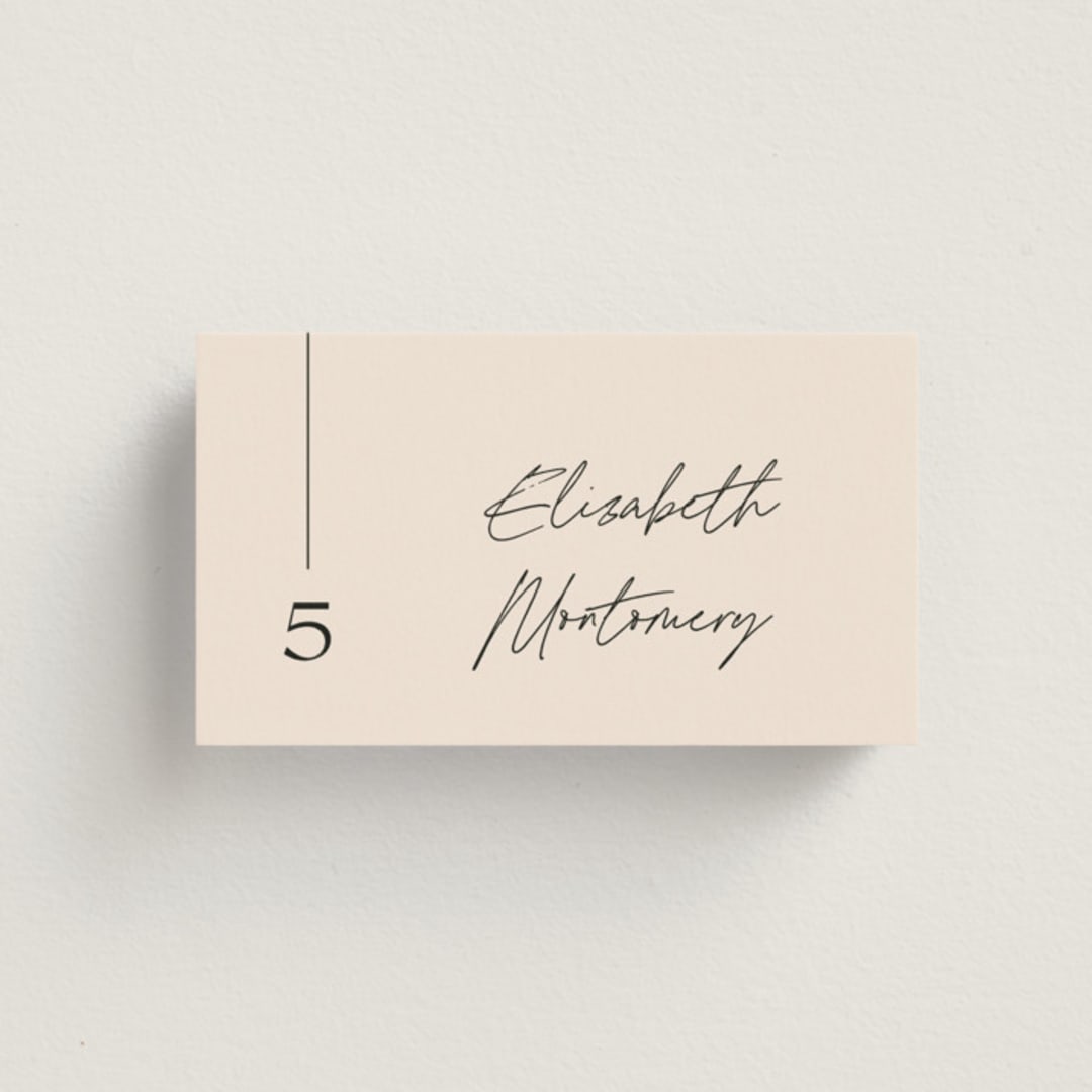 "Modern Aligned" - Place Cards in Creampuff by Carolyn MacLaren - Front with Free Guest Printing