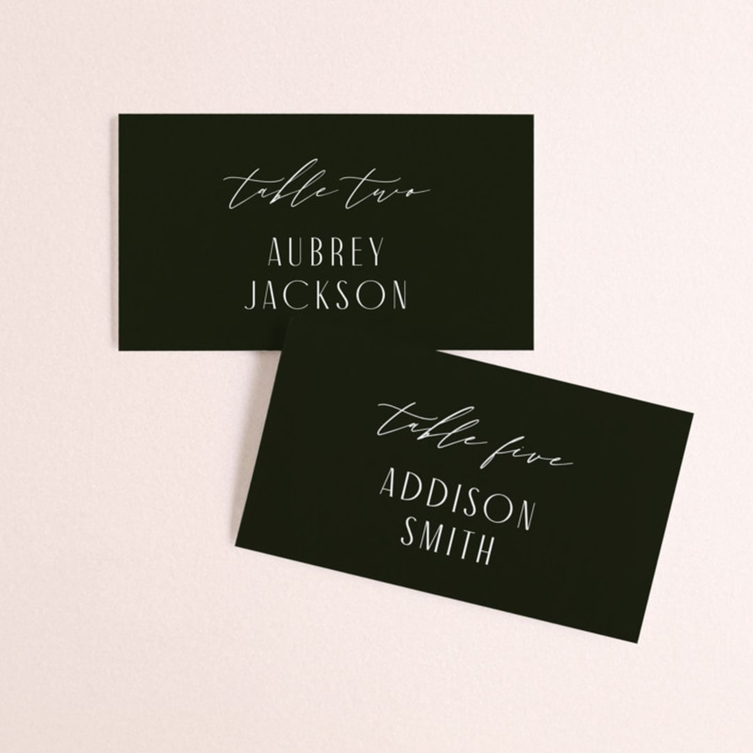 "Verdant" - Place Cards in Moss by Nicoletta Savod - Front with Free Guest Printing